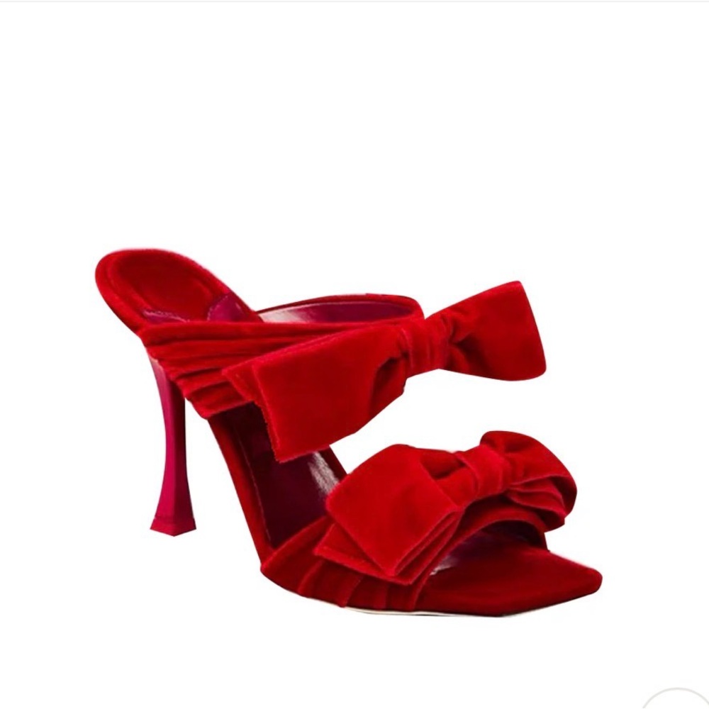 Jimmy Choo Red Velvet Bow Heels